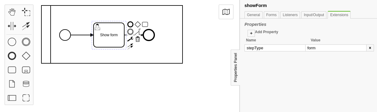 Settings the show form properties