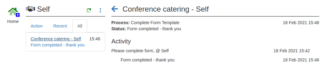 Send event showing partner has returned completed form