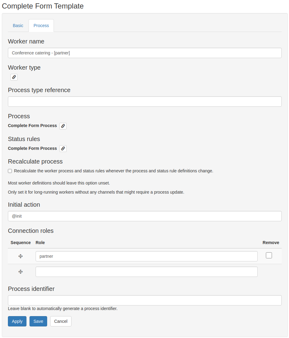 Worker template for multiple role flow, showing name placeholder.