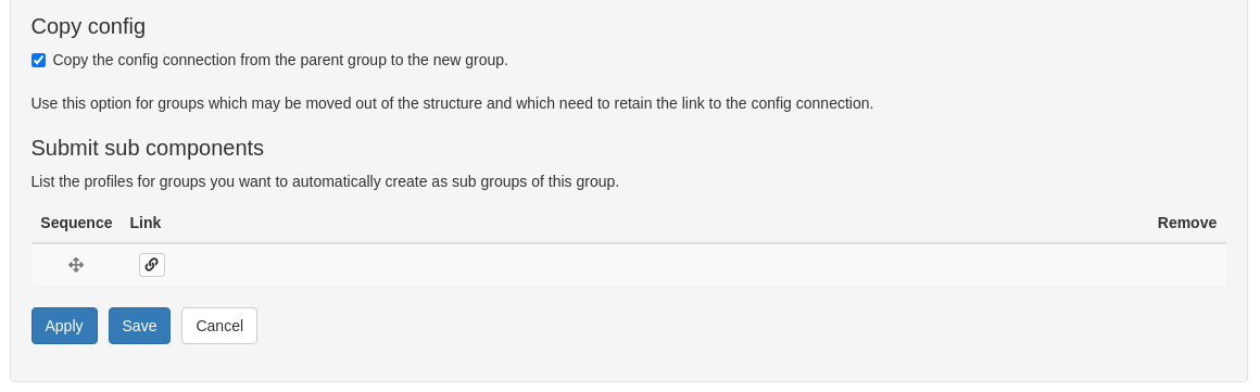 Setting the copy config option in a group profile